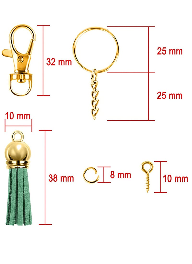 KASTWAVE - 350 Pcs Key Chain Rings Set with Craft Tassels, Hooks  Chain, Jump Ring, and Screw Eye Pins for Crafts(Gold and Silver) - Image 1
