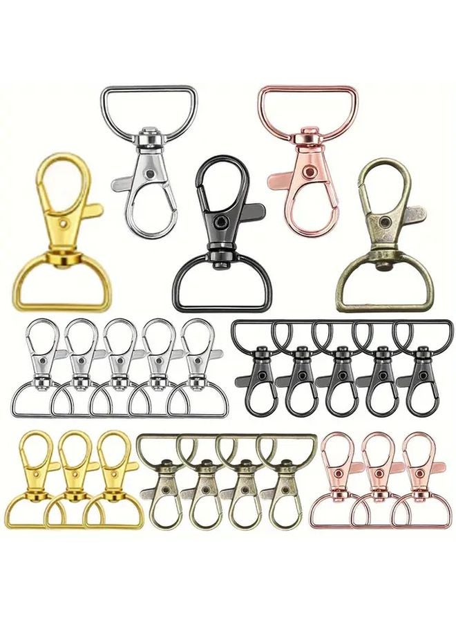 30pcs Rose Golden Rotary Swivel Hooks Keychain Hardware D Ring Clips - Image 1