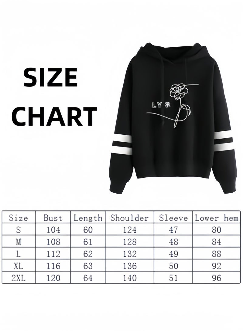 Unisex Hoodies Long-Sleeved Printed Tops Casual Sweatshirts Soft Sportswear Fashion Youth Pullovers with Drawstrings and Large Pockets for Daily Wear