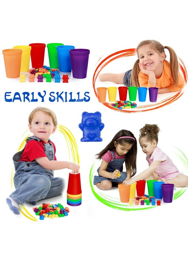 Visen Counting Rainbow Bears With Matching Sorting Cups,67Pcs Montessori Counting Toy Bears For Kids,Educational Sorting Toys,Counting Sorting Color Learning Toy For Boys Girls Birthday Gifts,With Bag  - Image 5