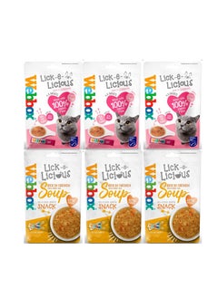 Webbox Lick e Licious Chicken and Salmon Cat Soup Treat  Pack of 6 24 x 20g Sachets Howsehold Bag  - Image 1