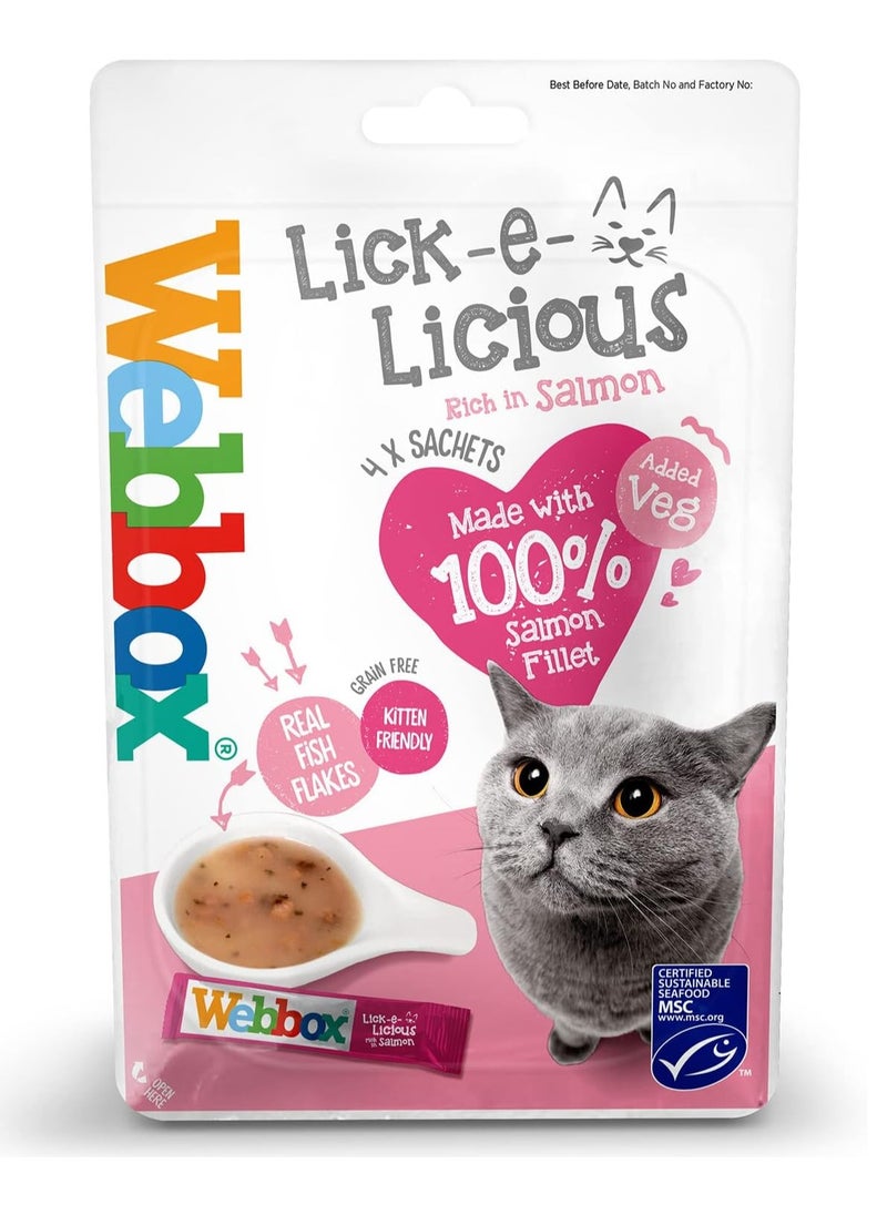 Webbox Lick e Licious Chicken and Salmon Cat Soup Treat  Pack of 6 24 x 20g Sachets Howsehold Bag  - Image 2