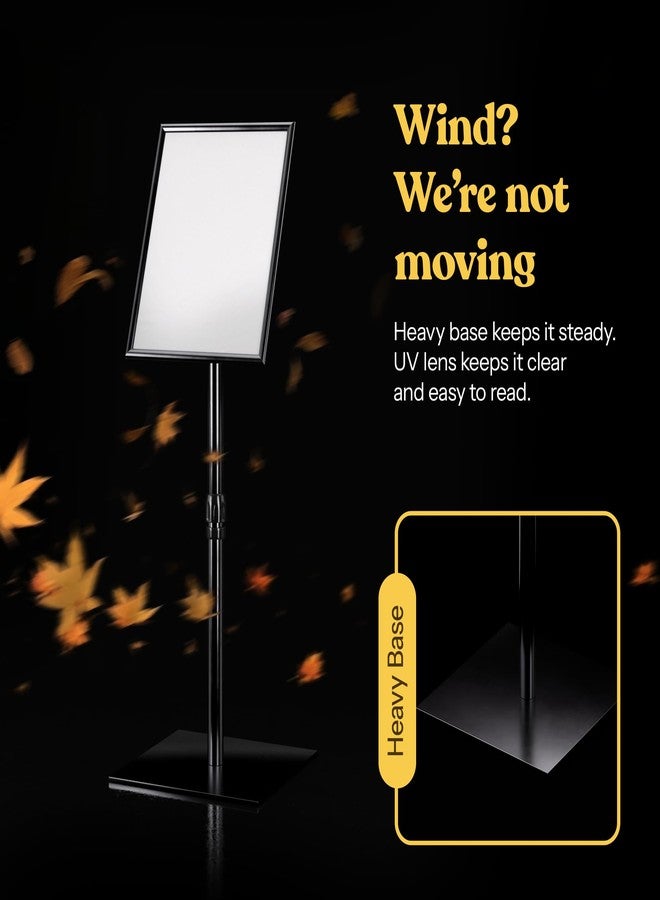 T-Sign Adjustable Heavy Duty Pedestal Sign Holder - 8.5x11 Inch Vertical & Horizontal Poster Stand with Heavy Square Base for Display, Advertisement & Outdoor Signs - Image 4