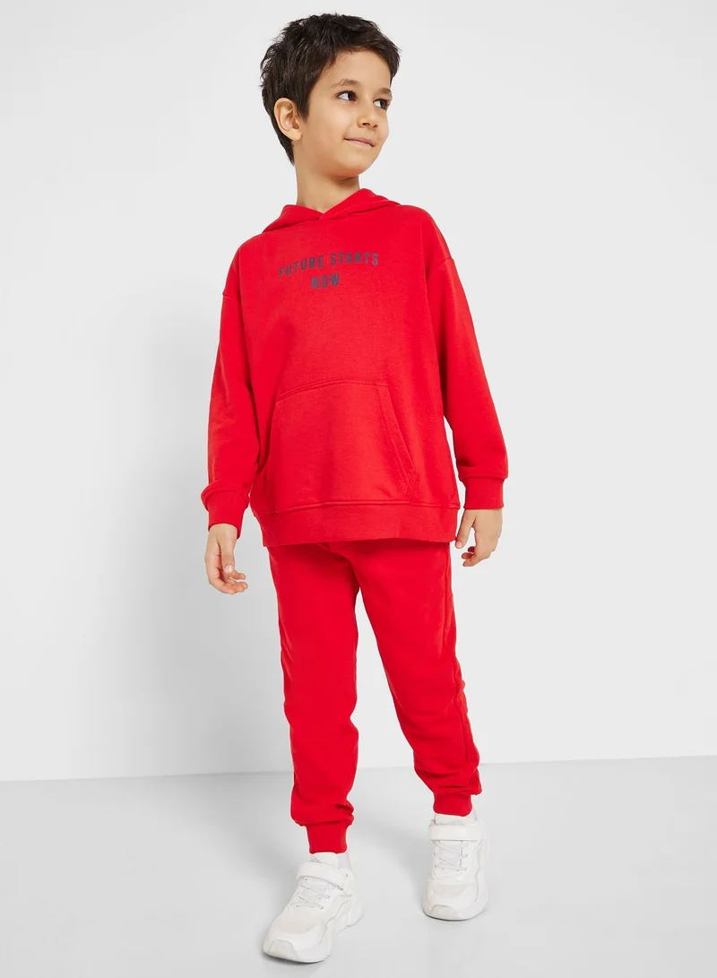Ripples Boys Basic Slogan Printing Hoodie And Jogger Set