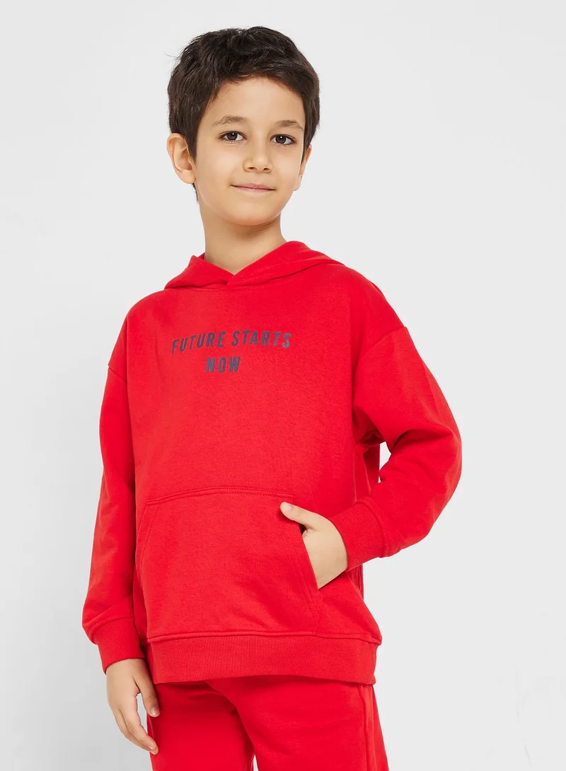 Ripples Boys Basic Slogan Printing Hoodie And Jogger Set