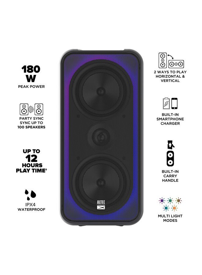 Altec Lansing Shockwave 200 Wireless Speaker 180W Bluetooth Speaker with a Long Lasting 12 Hour Battery, Multi LED Party Modes, Multiple bass Boost Modes, Party Sync, FM Radio - Image 3