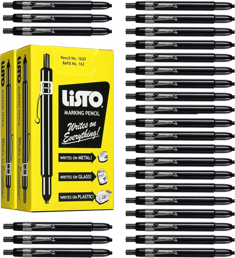 Listo 1620 - Box of 12 - BLACK COLOR - China Markers/Grease Pencils/China Marking Wax Pencils - Made in USA (24) - Image 2