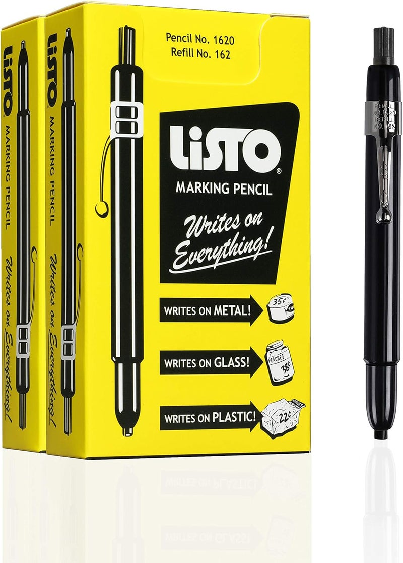 Listo 1620 - Box of 12 - BLACK COLOR - China Markers/Grease Pencils/China Marking Wax Pencils - Made in USA (24) - Image 1