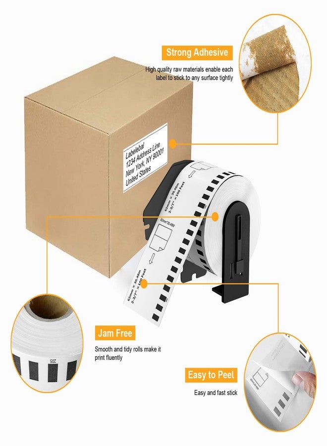 Labelebal (12 Rolls + 1 Frame,30.48m Per Roll 3-Proof) Labelebal Dk 2-3/7" x 100' Direct Thermal Continuous Length Labels Replacement for DK-2205 Shipping Mailing Postage Compatible for Brother QL Printer - Image 3