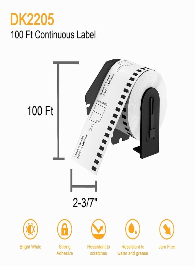 Labelebal (12 Rolls + 1 Frame,30.48m Per Roll 3-Proof) Labelebal Dk 2-3/7" x 100' Direct Thermal Continuous Length Labels Replacement for DK-2205 Shipping Mailing Postage Compatible for Brother QL Printer - Image 2