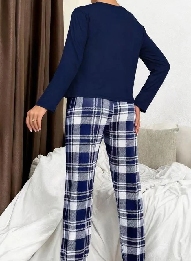 Take Two Take Two Slogan Print Long Sleeve T-Shirt and Pyjama Set