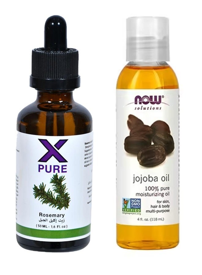 X PURE Rosemary Mint Scalp And Hair Strengthening Oil 50 ml With Now Jojoba Moisturizing Oil 118ml - Image 1