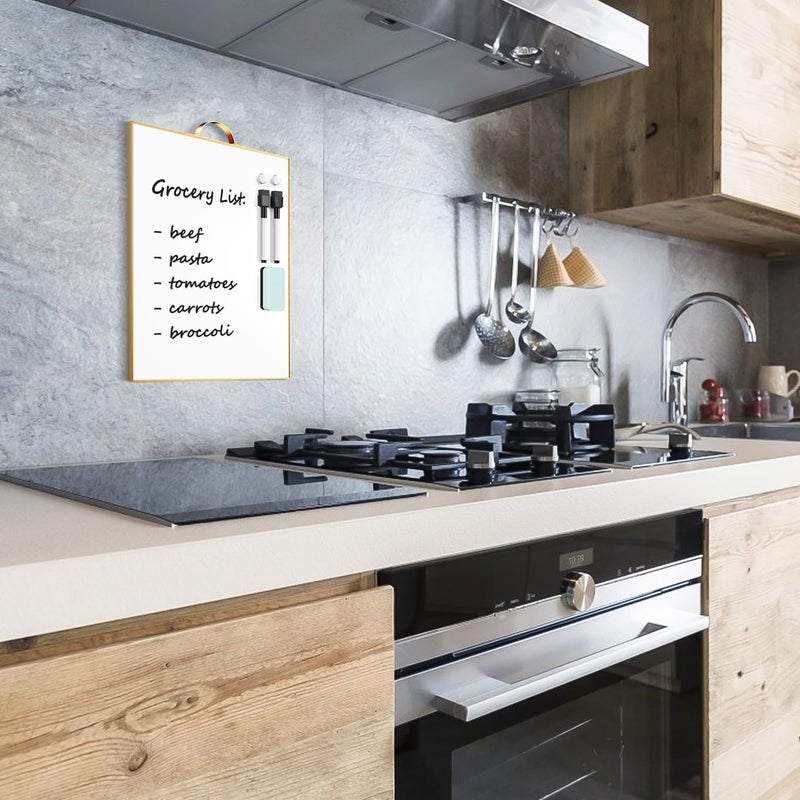 TSJ OFFICE Small White Board - 16" X 12" Portable Gold Aluminum Framed Whiteboard, Magnetic Dry Erase Board with a Handle, to Do List Notepad for Office, Home, School - Image 4