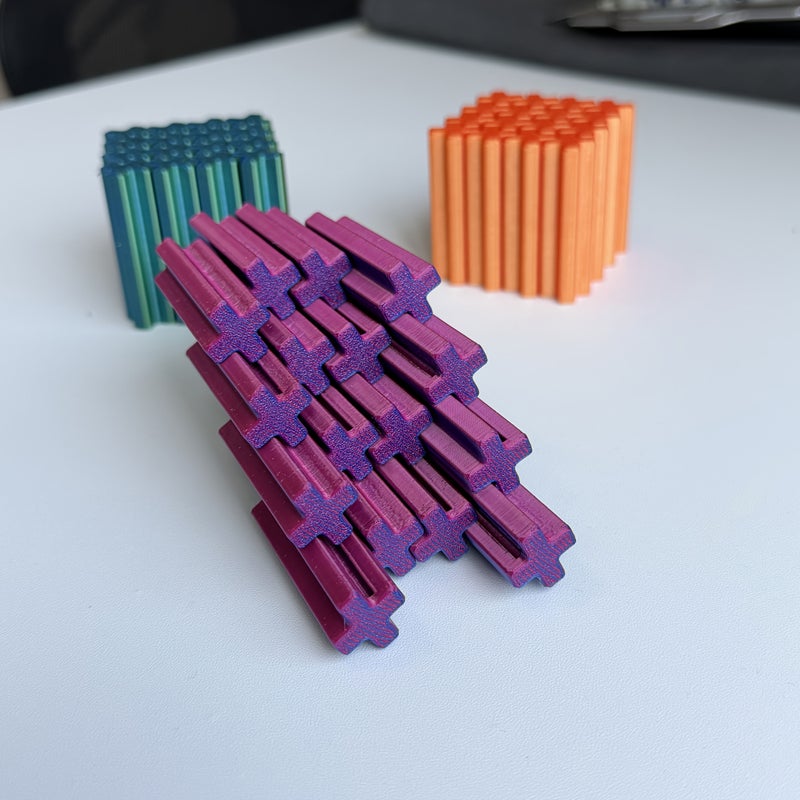 Fidget Toy Cross Cube 3D Printed Red Blue Stress Relief For Office Home - Image 3