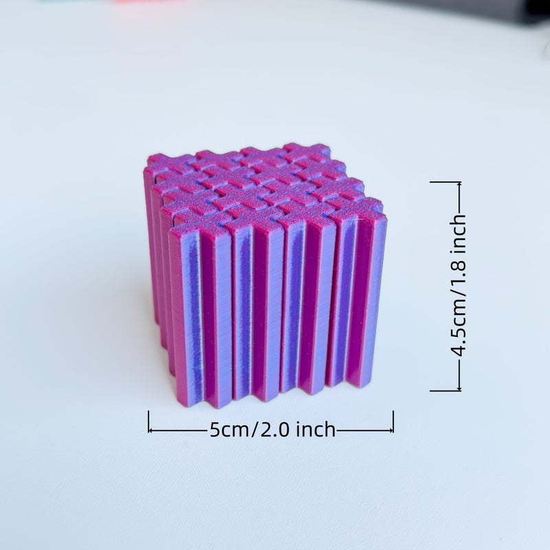 Fidget Toy Cross Cube 3D Printed Red Blue Stress Relief For Office Home - Image 5