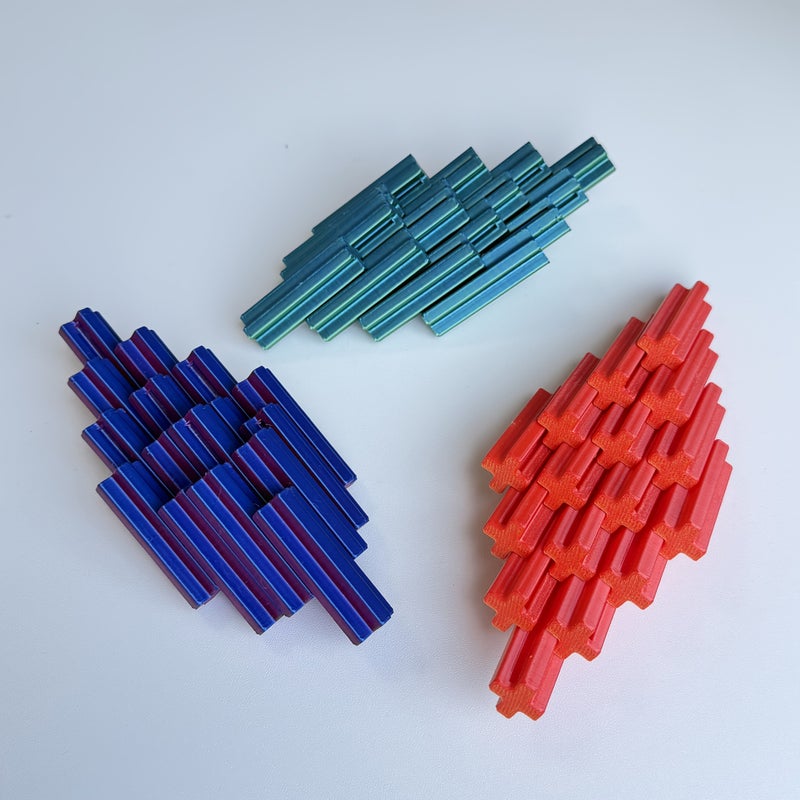 Fidget Toy Cross Cube 3D Printed Red Blue Stress Relief For Office Home - Image 1