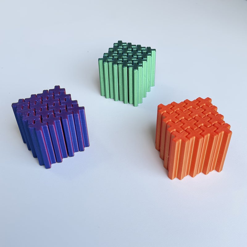Fidget Toy Cross Cube 3D Printed Red Blue Stress Relief For Office Home - Image 4