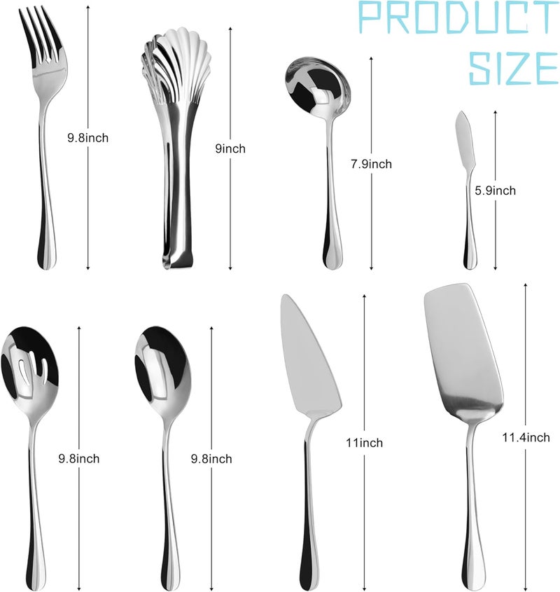 SANTUO Silverware Set32 piece Siverware Set and Serving Utensil SetStainless Steel Knives Spoon Forks Set for Home Kitchen Mirror Polished Dishwasher Safe 55112Inch Serving setSilverware set32pcs - Image 3