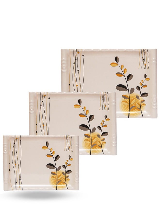 A TO Z Floral Melamine Serving Tray Set – 3 Pcs, Premium Quality, Scratch Resistant & Unbreakable, BPA-Free, 33x38x44.5 cm, Design 221 | Dishwasher Safe, Ideal for Daily Use & Parties  - Image 1