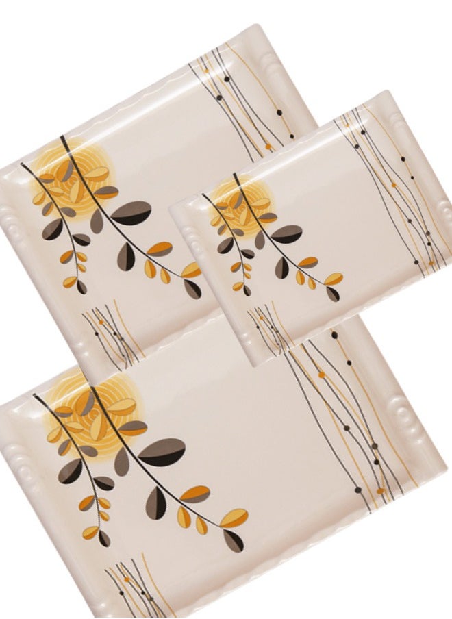 A TO Z Floral Melamine Serving Tray Set – 3 Pcs, Premium Quality, Scratch Resistant & Unbreakable, BPA-Free, 33x38x44.5 cm, Design 221 | Dishwasher Safe, Ideal for Daily Use & Parties  - Image 2
