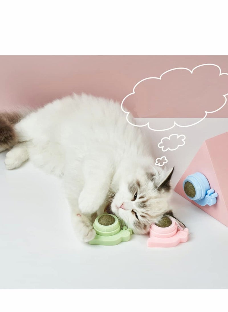 Excefore Catnip Ball, Cat Toys Catnip, Rotatable Edible Kitty Toys for Cats Lick, Natural Healthy Kitten Chew Toys, Teeth Cleaning Dental Cat Toy, Cat Wall Treats - Image 2