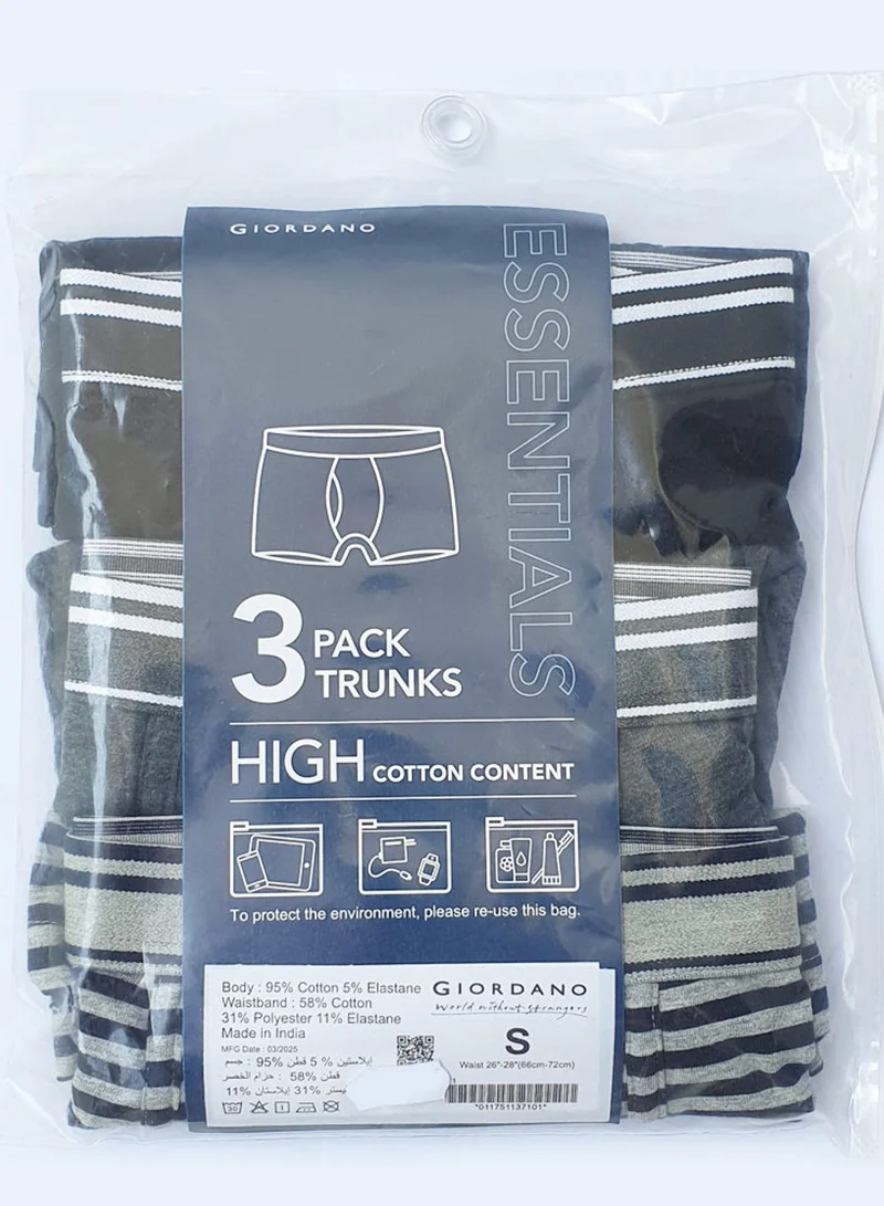 GIORDANO Men's Cotton Spandex Jersey 3-Pack Trunks