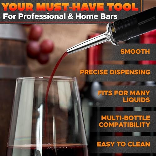 DIMROM 12Pcs Pour Spouts for Liquor Bottles - Leak-Resistant Stainless Steel Liquor Bottle Pourers for Bartending with Silicone Rubber for Tight Seal - Easy to Install Bottle Pourers for Alcohol & Olive Oil - Image 4
