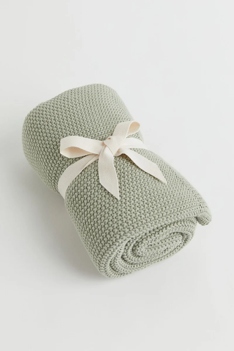 اتش اند ام Moss-Stitched Cotton Blanket