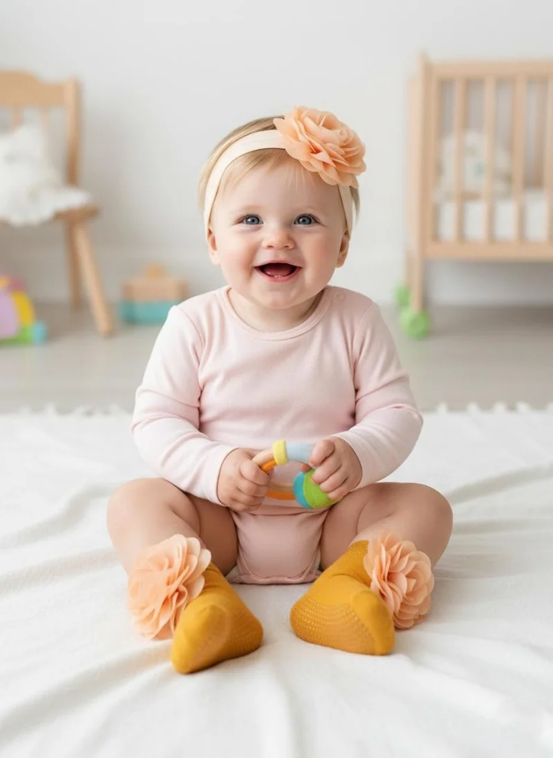 بيبي كلو Floral Baby Socks with Headband Set