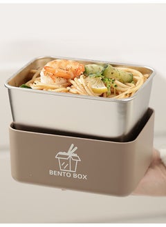 LITTLE SURPRISE BOX Coffee color 2pcs Bento Stainless Steel Lunch Box Container set with insulated Matching lunch Bag for Kids & Adults  - Image 2