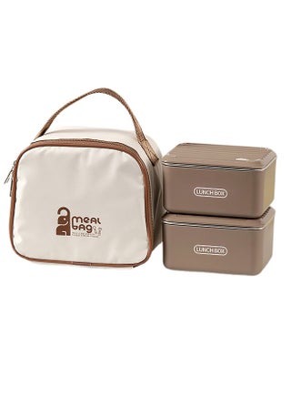 Coffee color 2pcs Bento Stainless Steel Lunch Box Container set with insulated Matching lunch Bag for Kids & Adults - pzsku/Z6F49904DA470A1FBFC51Z/45/_/1740399034/7b9c32d8-8630-4bb4-8b07-903bd5847184