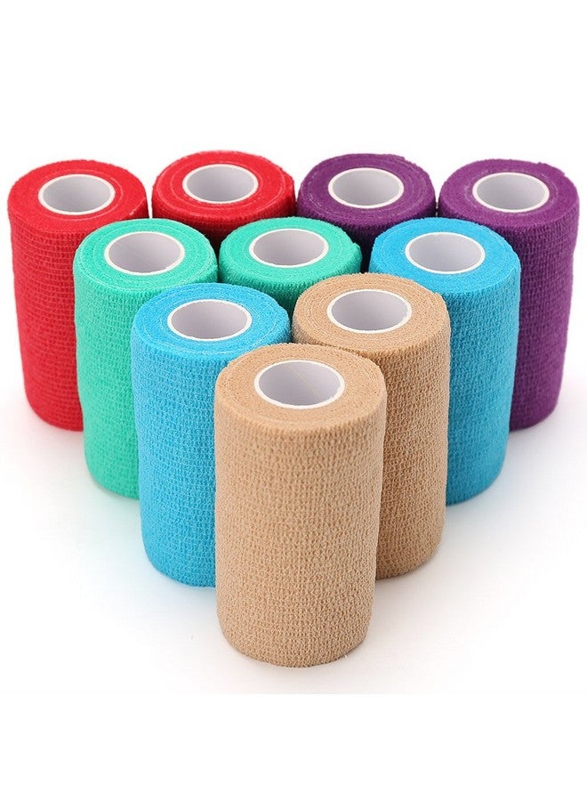 لوتفانسي ضمادة بيطرية لاصقة ذاتية اللصق، 4 بوصات × 5 ياردات، عبوة من 10 ضمادات متماسكة غير منسوجة، شريط إسعافات أولية للخيول والكلاب والقطط والكوع والكاحل، ألوان متنوعة - Image 1