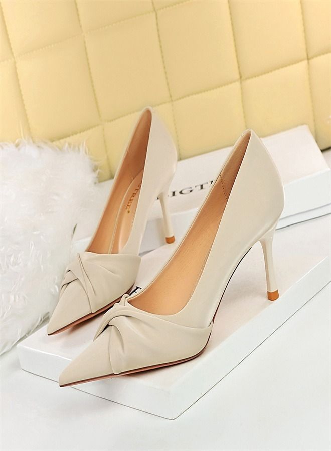 BIGTREE Fashion Pointed High Heels 7CM Beige 
