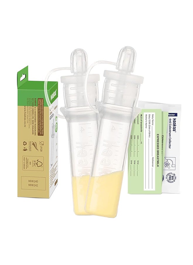 haakaa - Haakaa Colostrum Collector Set Includes A Portable Case And a White Cotton Cloth Wipe, 4 ML, 2 Pieces - Image 1