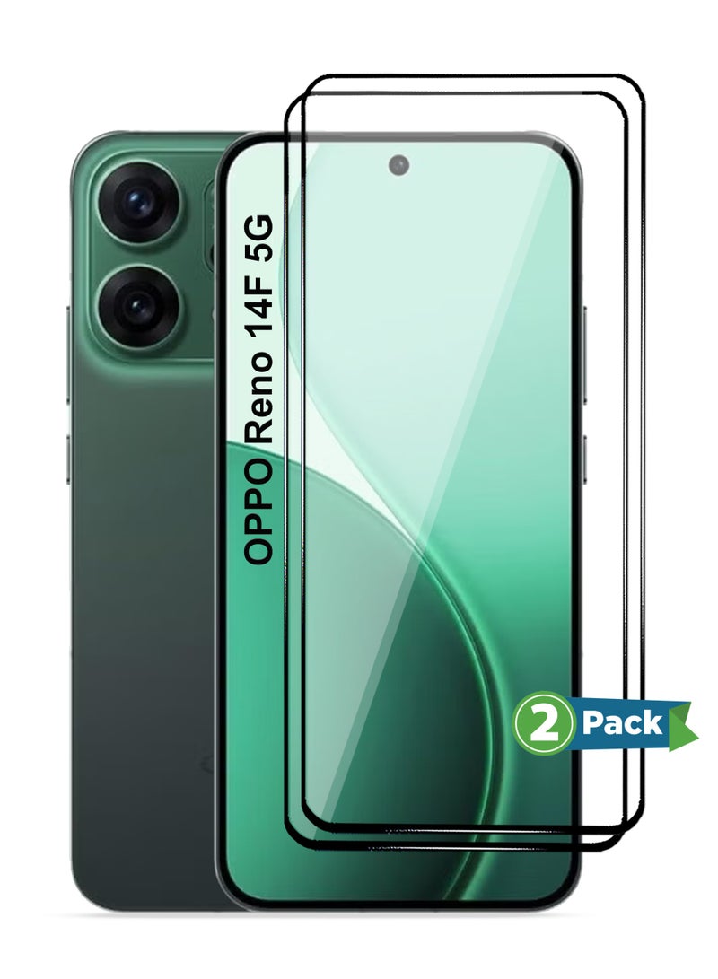 OPPO Reno 14F 5G Screen Protector 2 Pack - Premium Full Screen Tempered Glass For OPPO Reno 14F 5G, High Transparency, Delicate Touch, Anti-Explosion, Smooth Arc Edges, Easy Installation - Image 1