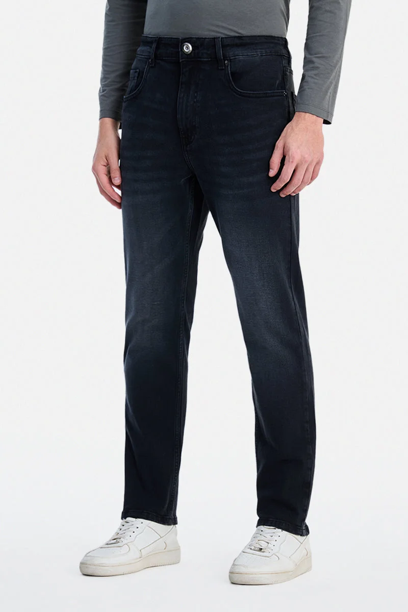 SNITCH Black Black Solid Slim Fit Casual Jeans for Men | Best Price UAE