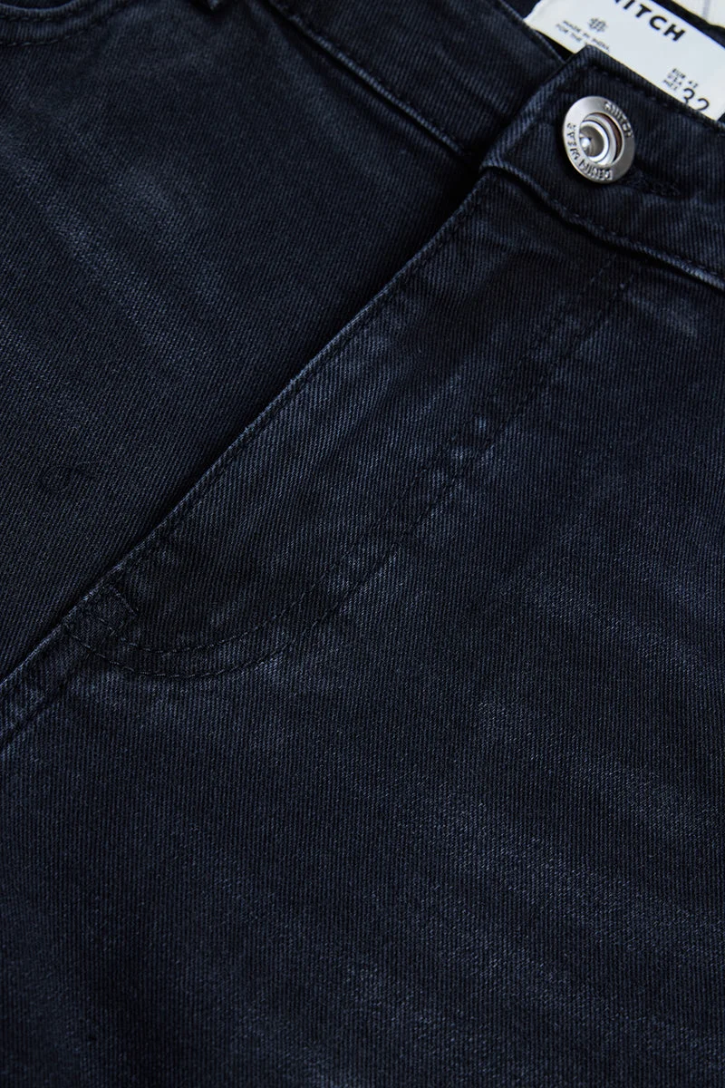 SNITCH Black Black Solid Slim Fit Casual Jeans for Men | Best Price UAE