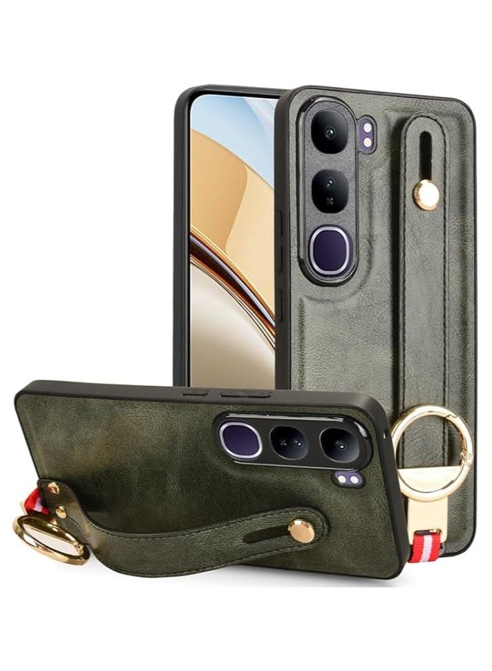 general Compatible with VIVO V40 Lite 5G Case with Ring Holder & Hand Straps & Neck Straps, Scratch-Resistant Skin-Friendly Leather Protective Cover Case