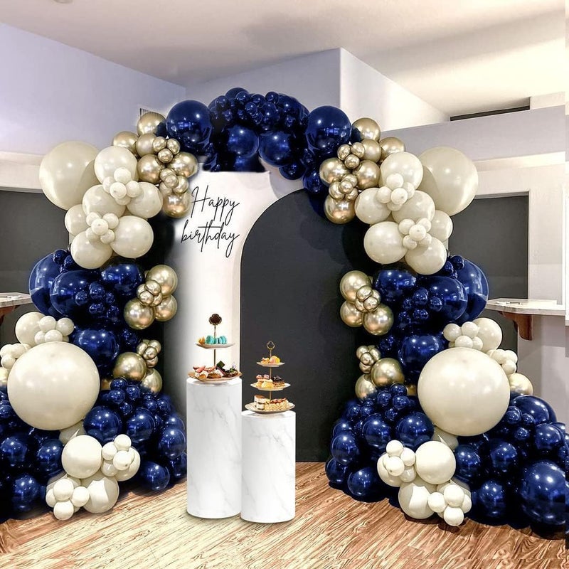 HIBAOpati Navy Blue Balloon Garland Double Stuffed Pearl White Royal Blue Balloons Dark Navy Gold Balloon Arch Kit for Birthday Baby Shower Wedding Graduation Fathers Day Party Decor - Image 2