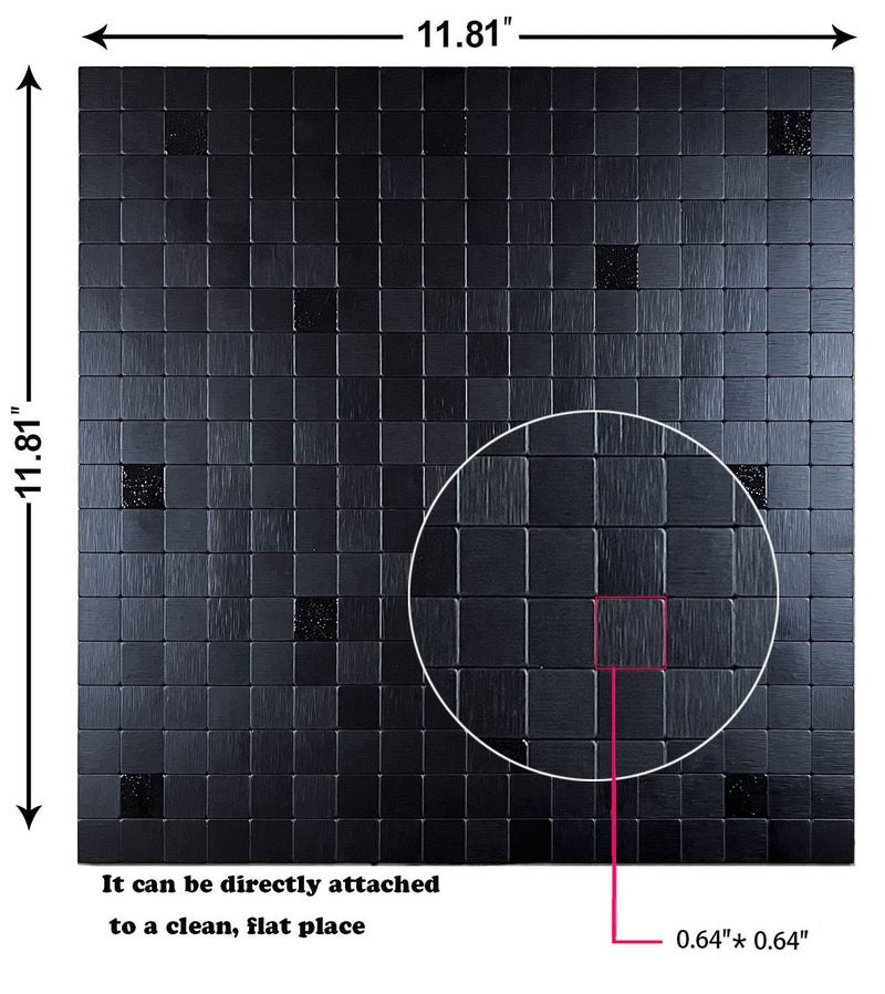 XUANINY 10-Piece Self-Adhesive Metal Backsplash, Peel and Stick Tile for Kitchen Brushed Aluminium Surface backsplash (11.73"x11.73",10) (Black Brushed) - Image 2