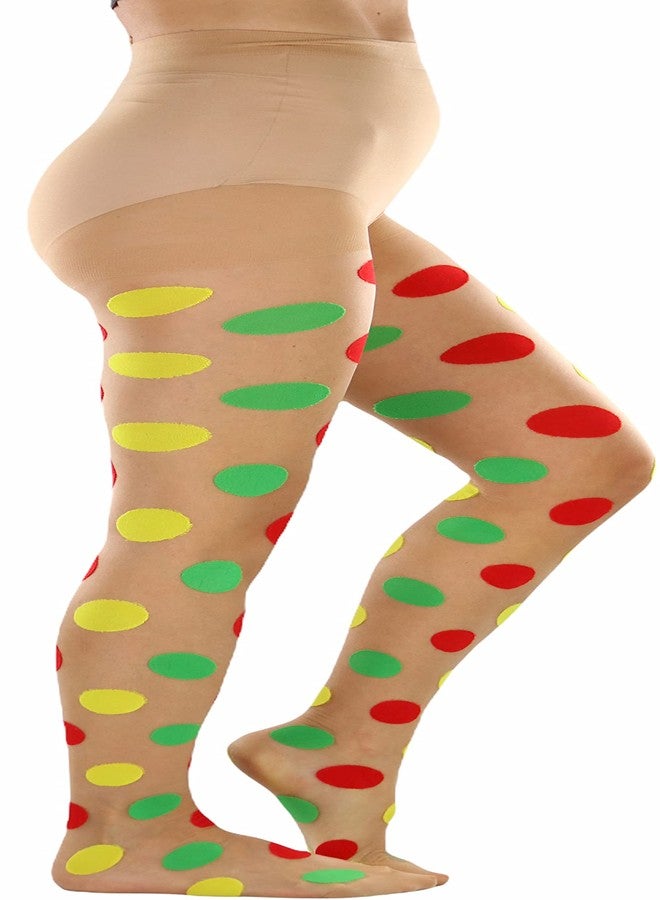 ToBeInStyle Women's Large Opaque Rainbow Polka Dots Sheer Nude Pantyhose - One Size - Image 5