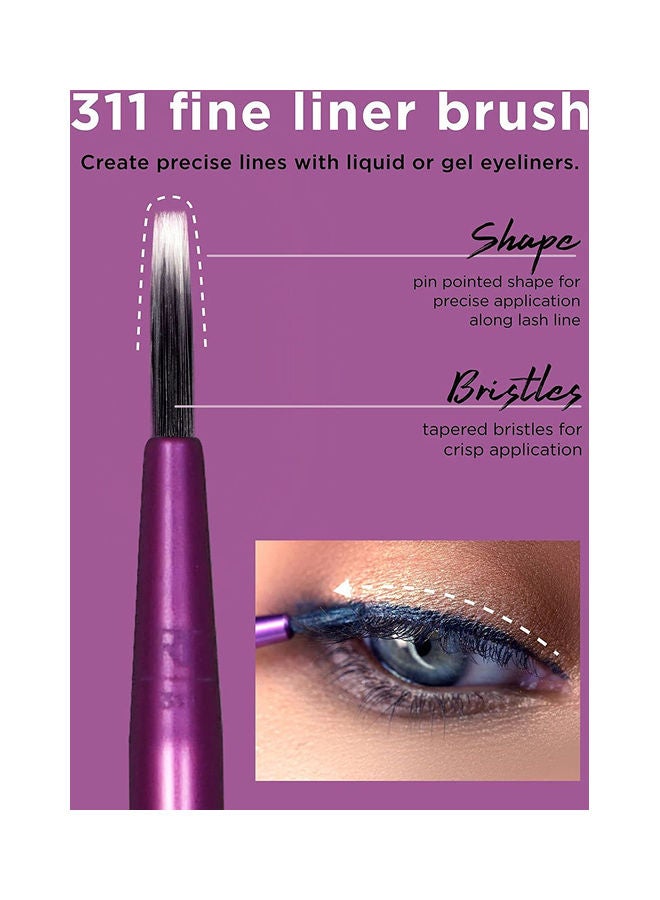 REAL TECHNIQUES Eyeshadow Brush Set, Makeup with Gel Eyeliner Flat Eye and Eyelash Brushes, Purple with Miracle Complexion Beauty Sponge Makeup Blender with Case Multicolour - Image 2