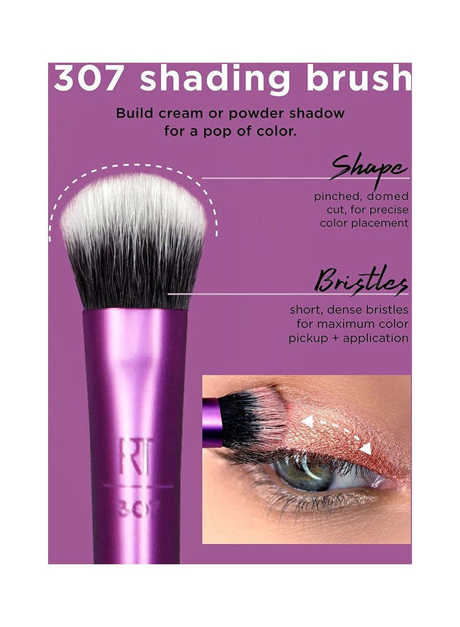REAL TECHNIQUES Eyeshadow Brush Set, Makeup with Gel Eyeliner Flat Eye and Eyelash Brushes, Purple with Miracle Complexion Beauty Sponge Makeup Blender with Case Multicolour - Image 3