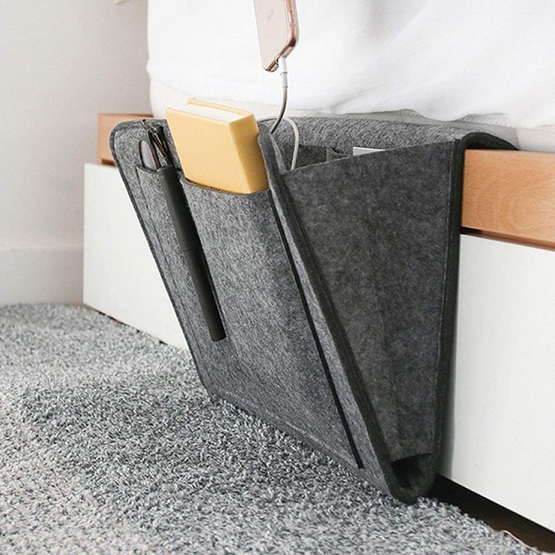 GLITZEN Bedside CaddyBedside Storage OrganizerTable Cabinet Hanging Storage OrganizerSofa Felt Bedside PocketUnder Mattress Holder Bag for MagazineIpadTabletRemotes Multicolour - Image 1