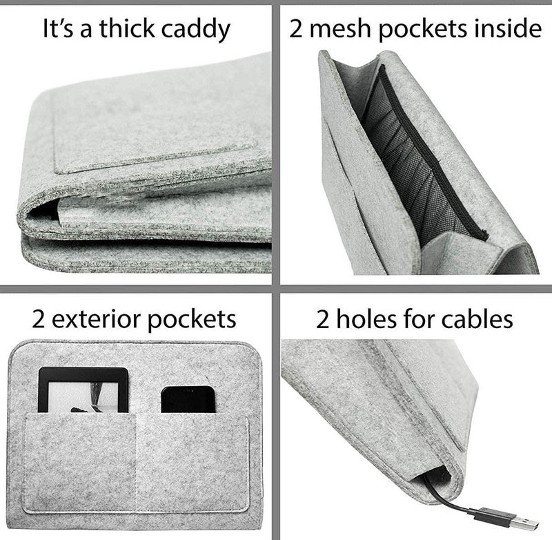 GLITZEN Bedside CaddyBedside Storage OrganizerTable Cabinet Hanging Storage OrganizerSofa Felt Bedside PocketUnder Mattress Holder Bag for MagazineIpadTabletRemotes Multicolour - Image 4