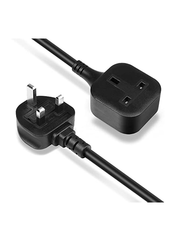 erorex Extension Lead,1 Way Extension Cord 5M with UK 3 Pin Plug Power Strip,Tough and Fireproof Single Extension Socket for Home&Office(Black) (5M)  - Image 1