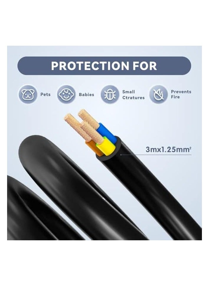 erorex Extension Lead,1 Way Extension Cord 5M with UK 3 Pin Plug Power Strip,Tough and Fireproof Single Extension Socket for Home&Office(Black) (5M)  - Image 2