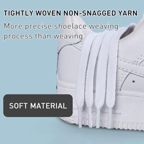 UamGlsob 2 Pairs Shoe Laces for Air Jordan 1/2/3/4/5/6/7/8 Sneakers, 5/16''(8mm) Flat Athletic Shoelaces Replacement Strings (White, 54"/140cm) - Image 3
