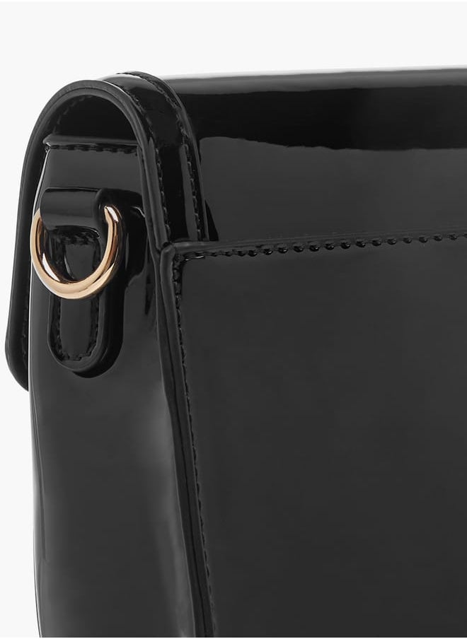 Celeste Women's Solid Crossbody Bag With Detachable Strap And Flap Closure  - Image 5