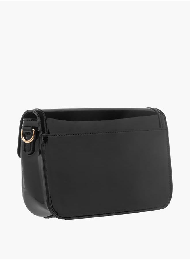 Celeste Women's Solid Crossbody Bag With Detachable Strap And Flap Closure  - Image 3